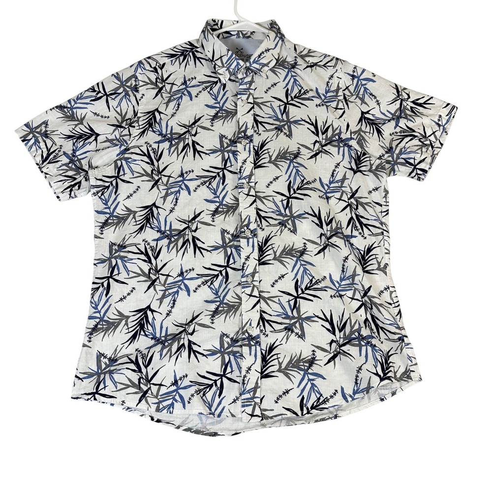 Original Lecers Shirt Mens XXL Slim Fit Short Sleeve Tropical Leaf Button Down